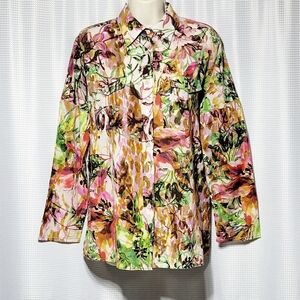 Piazza Sempione Italian Silk Blend Watercolor Floral Artsy (IT40/US Medium***)